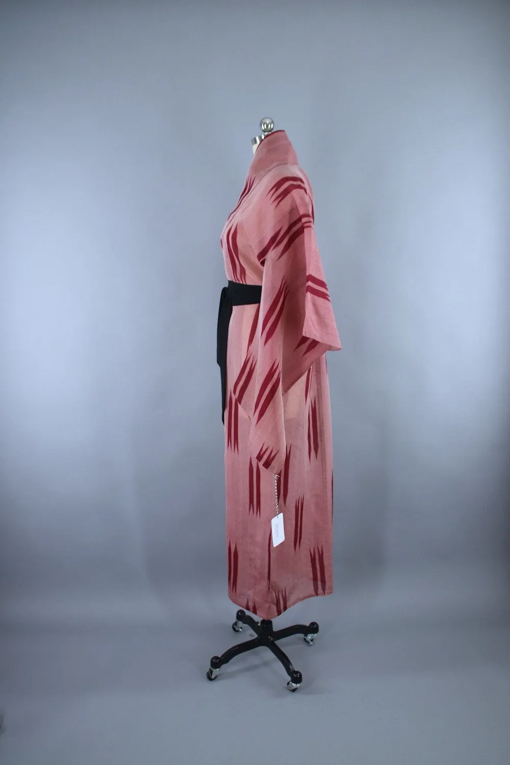 1930s Vintage Silk Kimono Robe / Meisen Ikat Red
