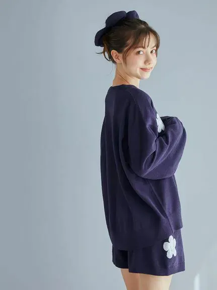 Airy Moco Flower Logo Jacquard Pullover Sweater