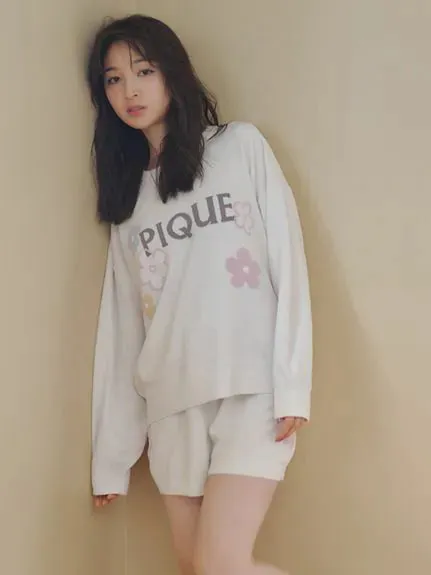 Airy Moco Flower Logo Jacquard Pullover Sweater