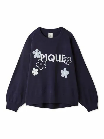 Airy Moco Flower Logo Jacquard Pullover Sweater