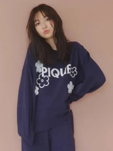 Airy Moco Flower Logo Jacquard Pullover Sweater