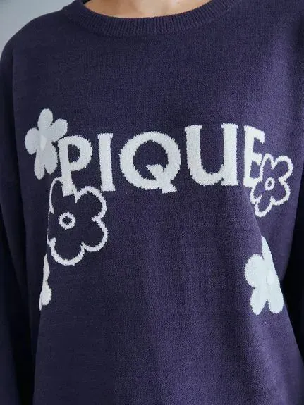 Airy Moco Flower Logo Jacquard Pullover Sweater