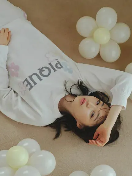 Airy Moco Flower Logo Jacquard Pullover Sweater