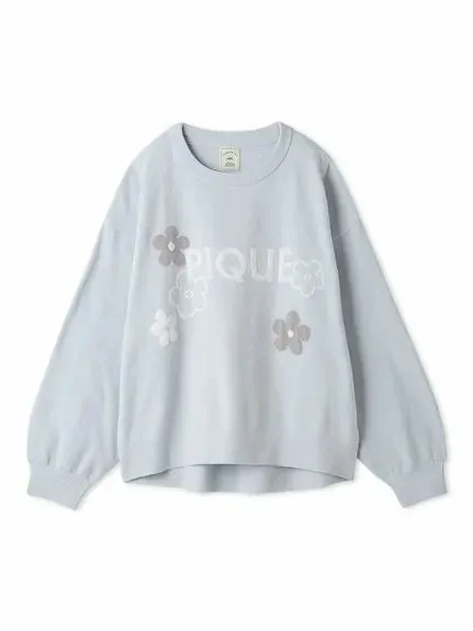 Airy Moco Flower Logo Jacquard Pullover Sweater