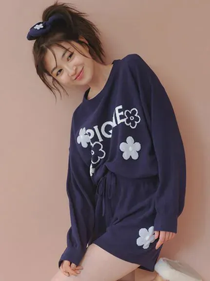 Airy Moco Flower Logo Jacquard Pullover Sweater
