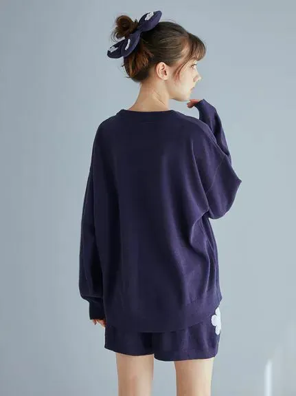 Airy Moco Flower Logo Jacquard Pullover Sweater