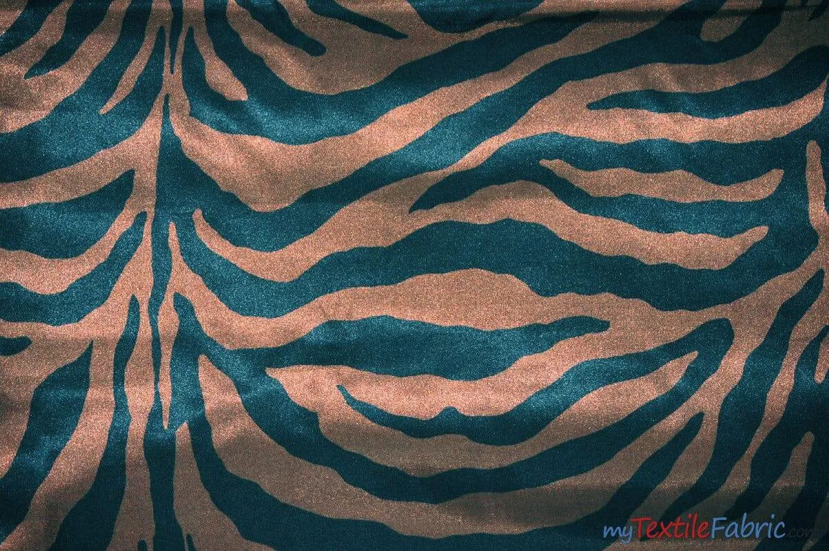 Animal Zebra Satin Fabric | Soft Satin Zebra Charmeuse Fabric | 60" Wide | Multiple Colors |