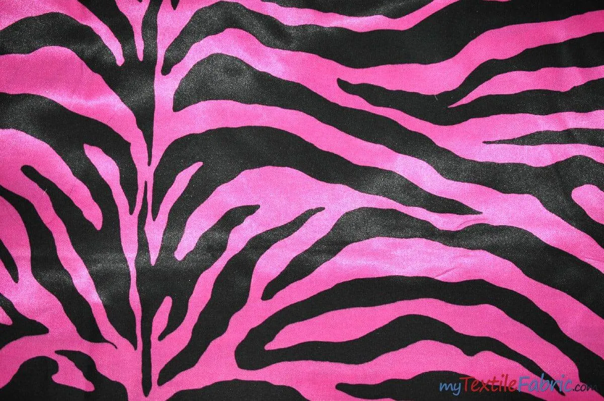 Animal Zebra Satin Fabric | Soft Satin Zebra Charmeuse Fabric | 60" Wide | Multiple Colors |