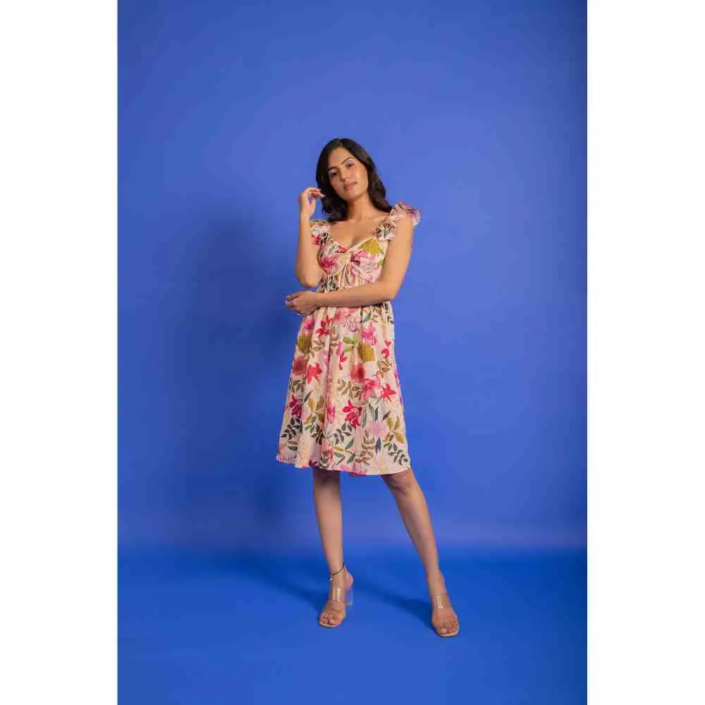 AROOP SHOP INDIA Pink Poppy Floral Print Dress