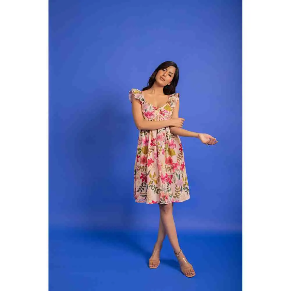 AROOP SHOP INDIA Pink Poppy Floral Print Dress