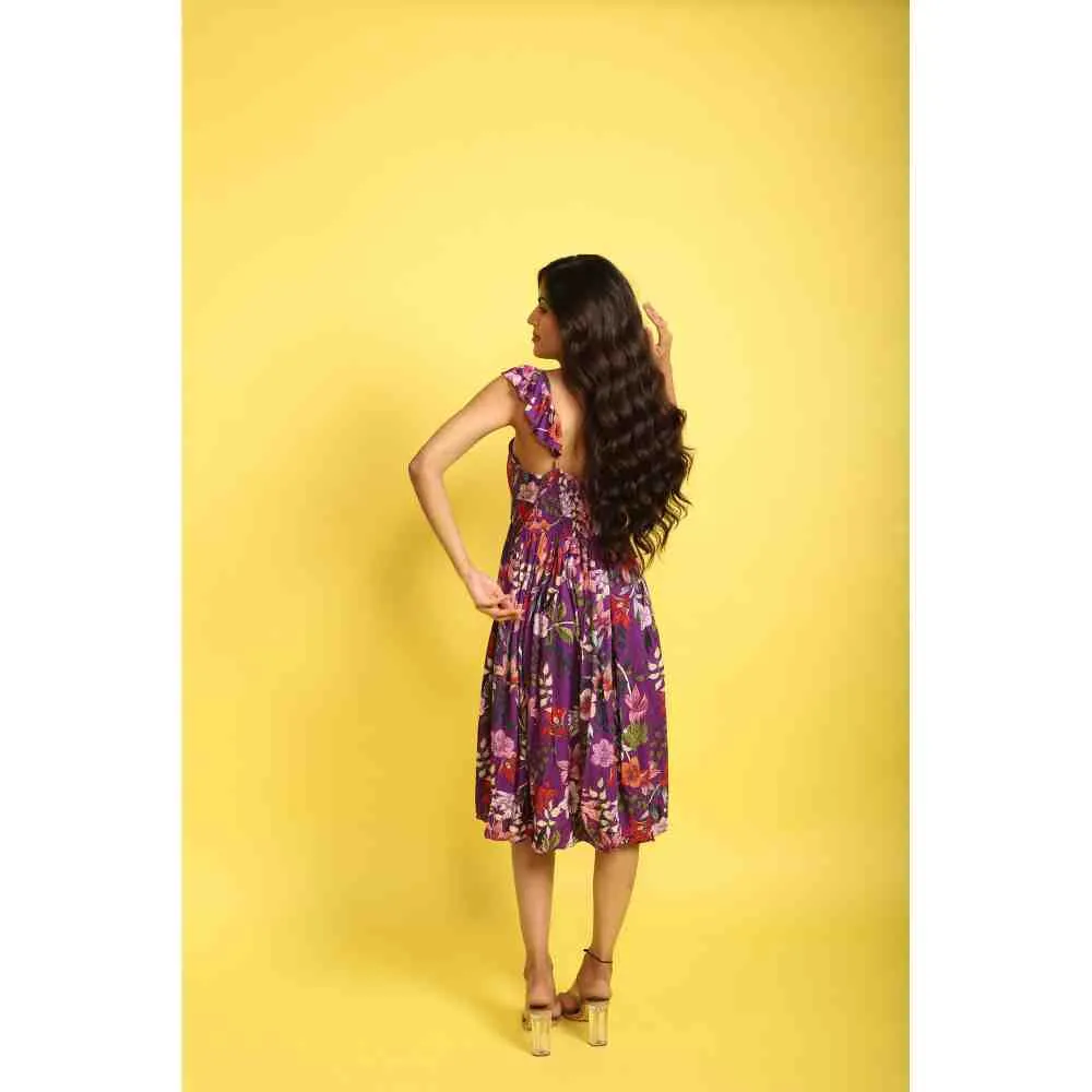 AROOP SHOP INDIA Purple Lola Floral Print Dress