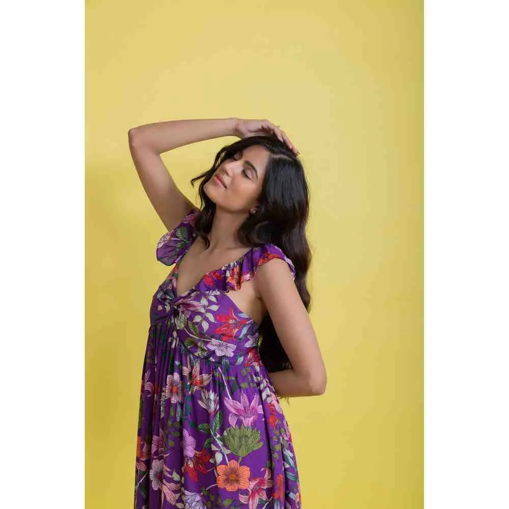 AROOP SHOP INDIA Purple Lola Floral Print Dress