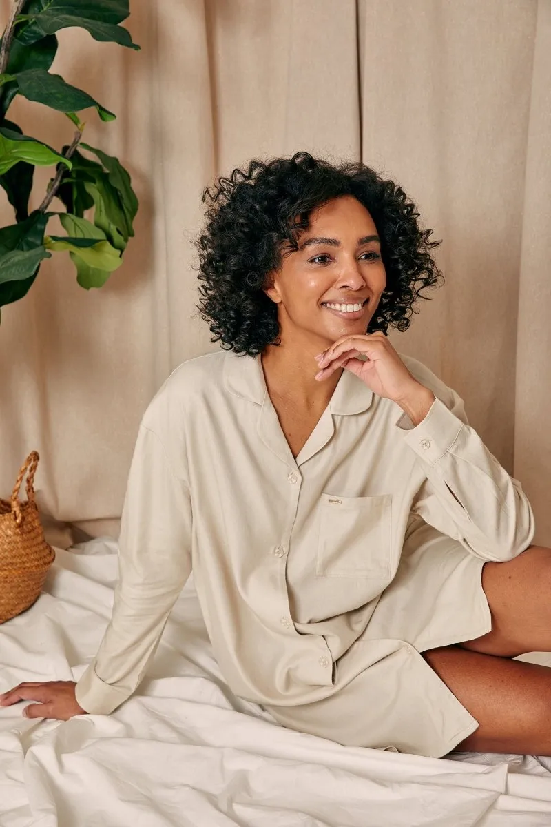 Cotton Modal Relaxed Nightshirt in Natural