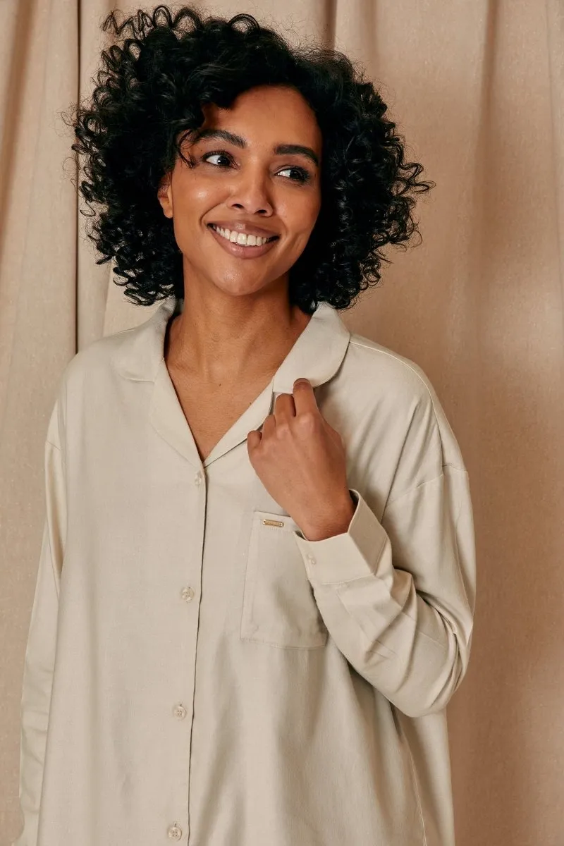 Cotton Modal Relaxed Nightshirt in Natural