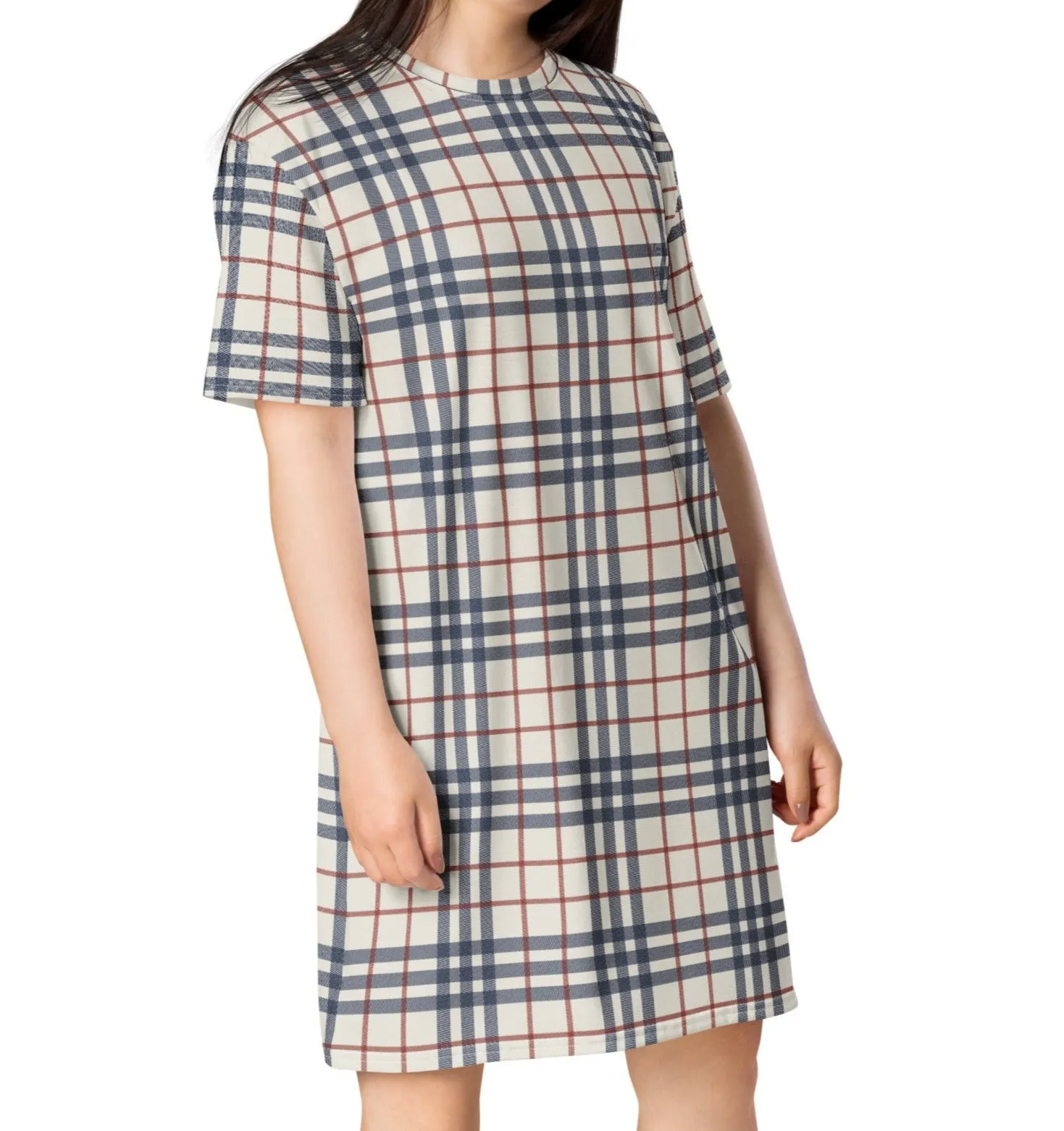 Cream, Red & Navy Plaid Nightshirt (S-6XL)