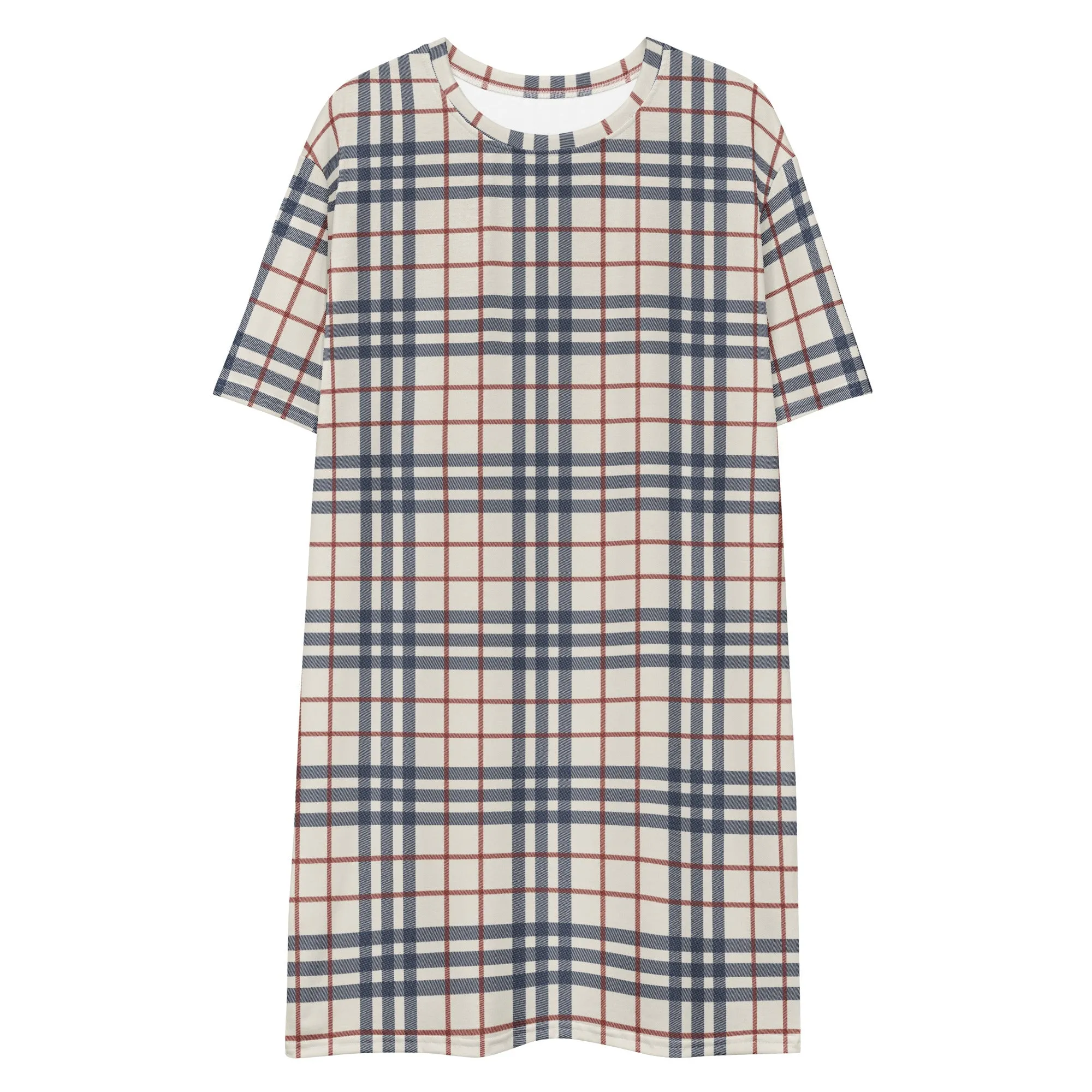 Cream, Red & Navy Plaid Nightshirt (S-6XL)