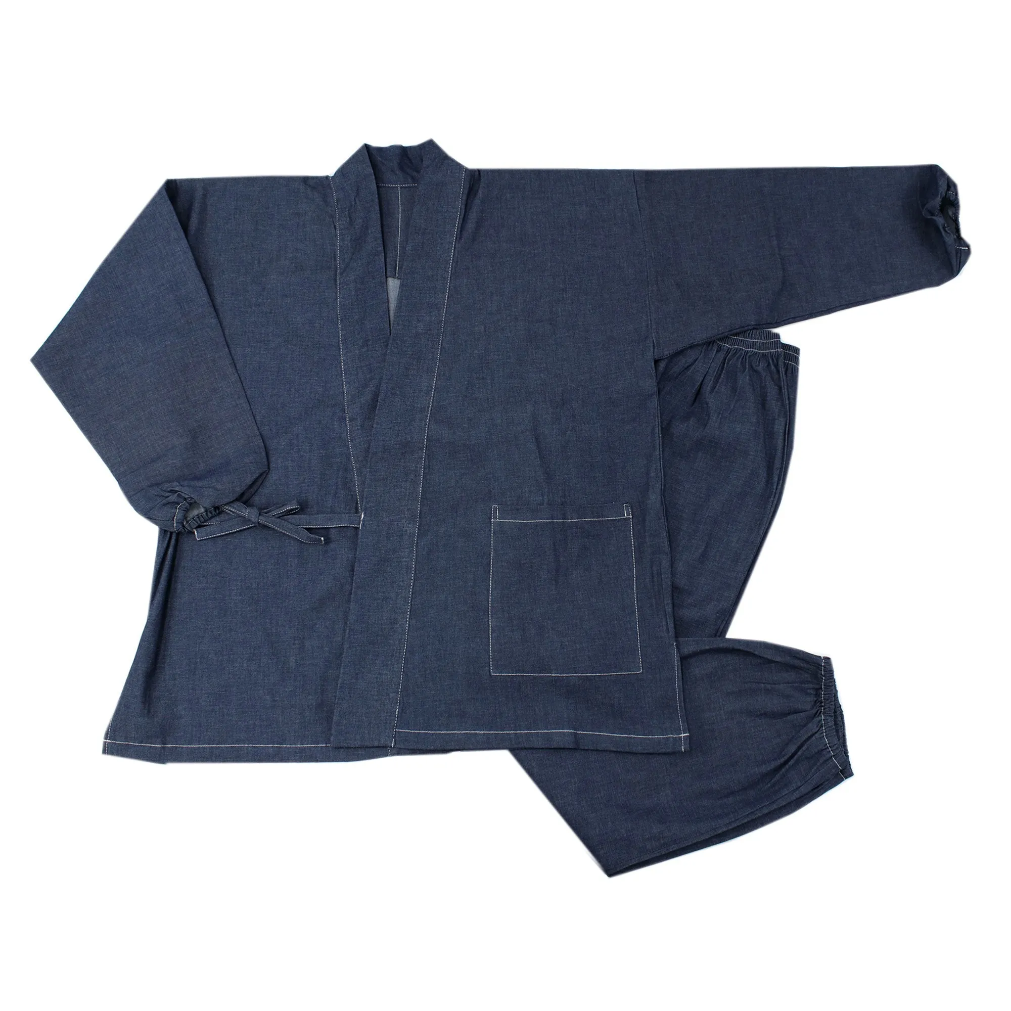 Denim Samue Jacket and Pants, Japanese Kimono Longewear/Pajama