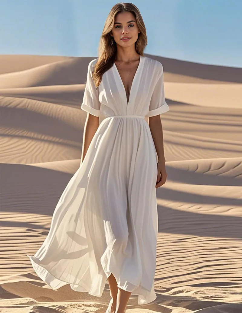 Elegant Flowy 100% Cotton Dress