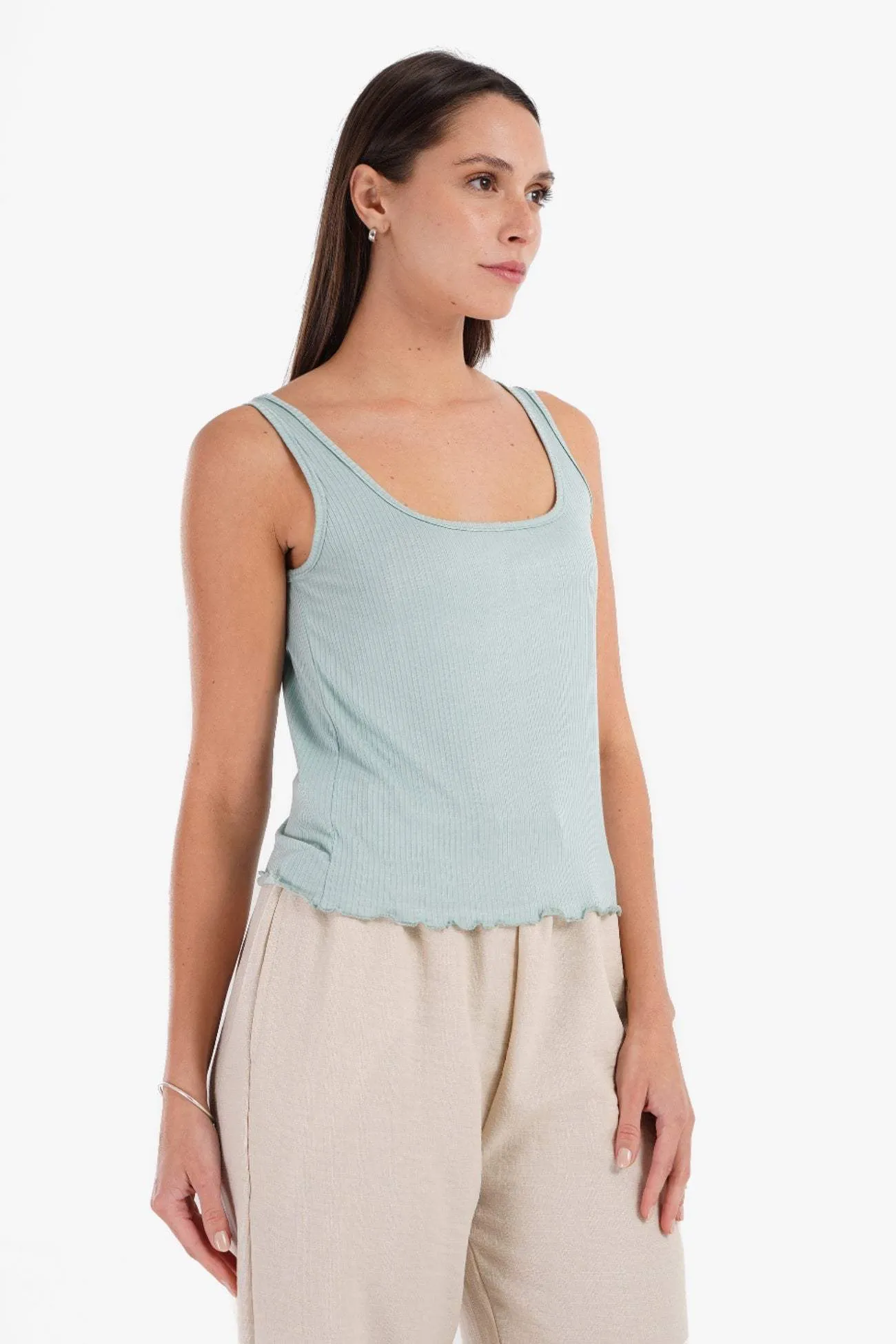 Frilled Hem Pyjama Top