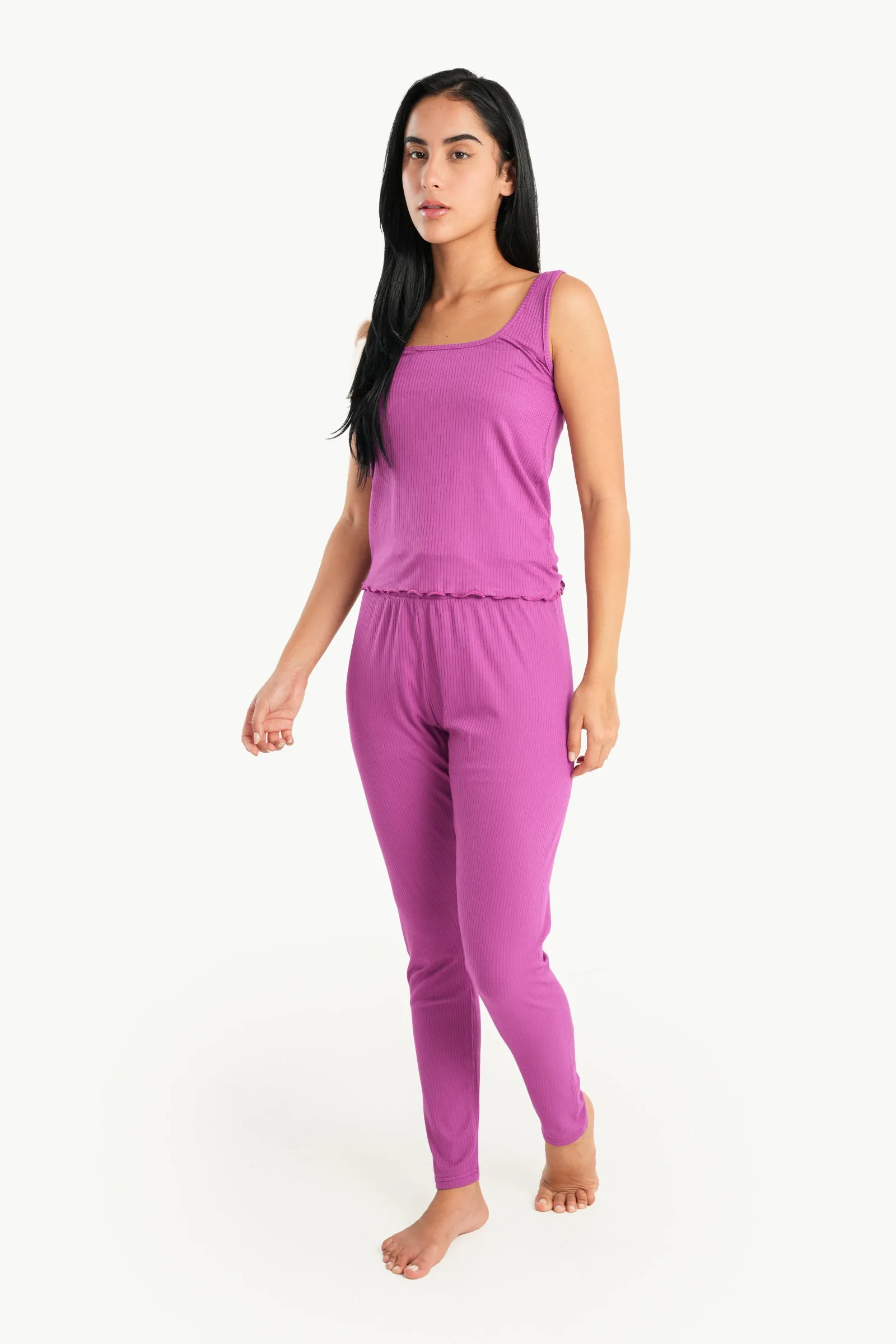 Frilled Hem Pyjama Top