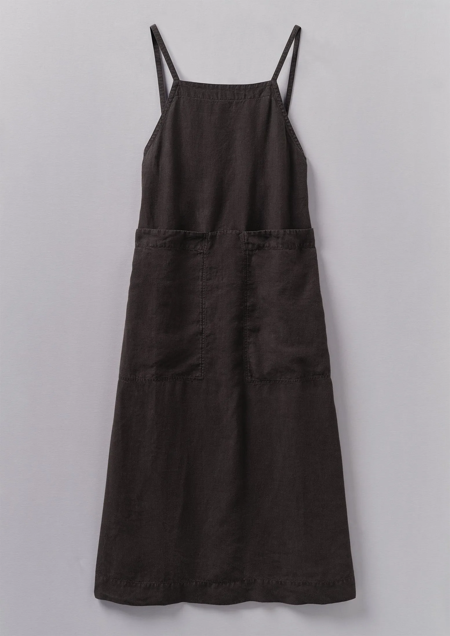 Garment Dyed Linen Apron Dress | Black Coffee