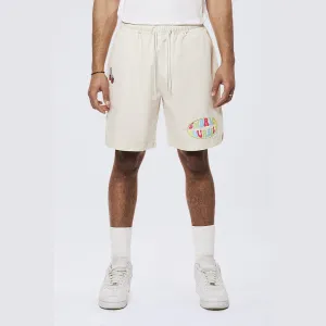 Graphic Heavy Textured Twill Shorts - Chalk