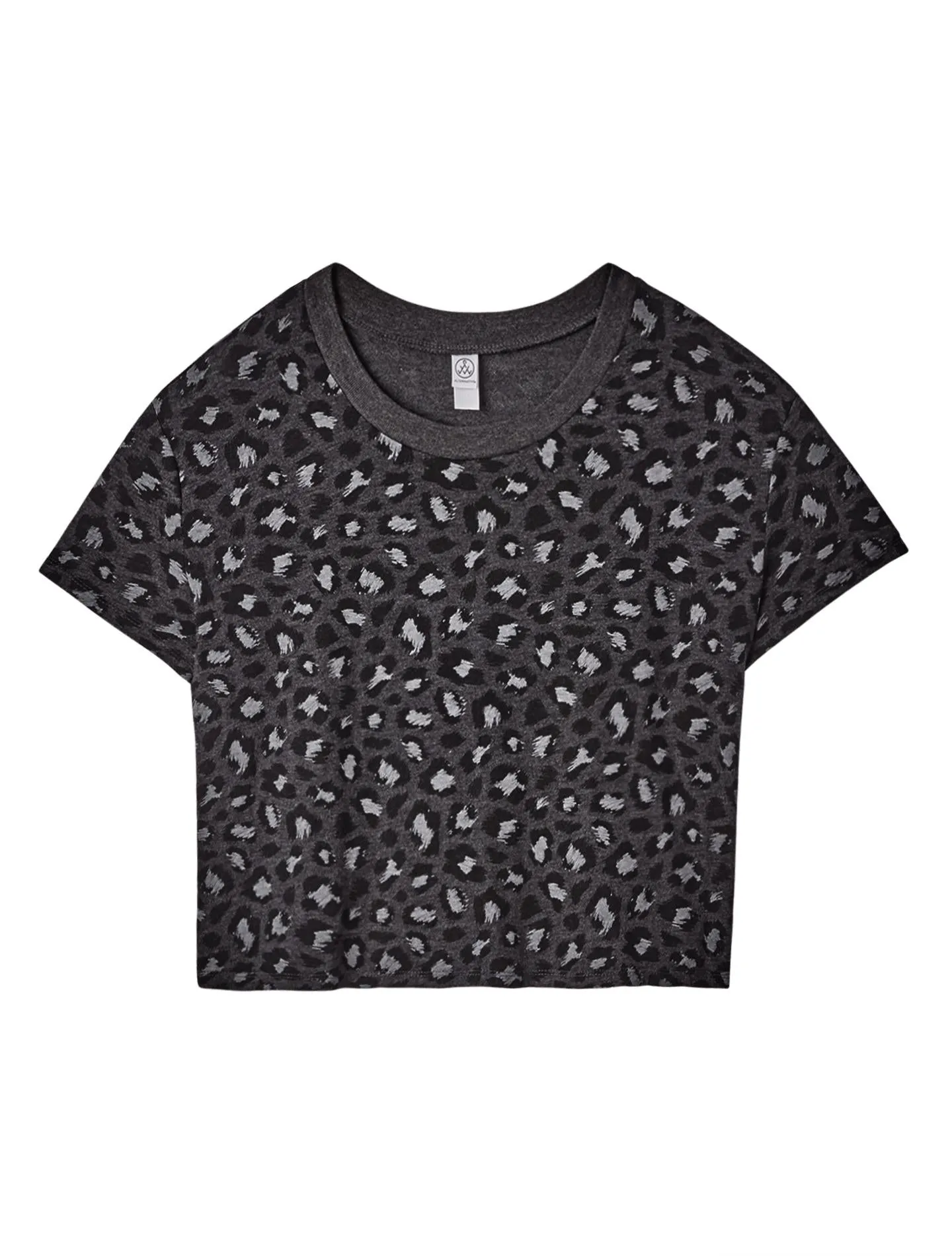 Headliner Eco-Jersey Cropped T-Shirt (Dark Grey Leopard)