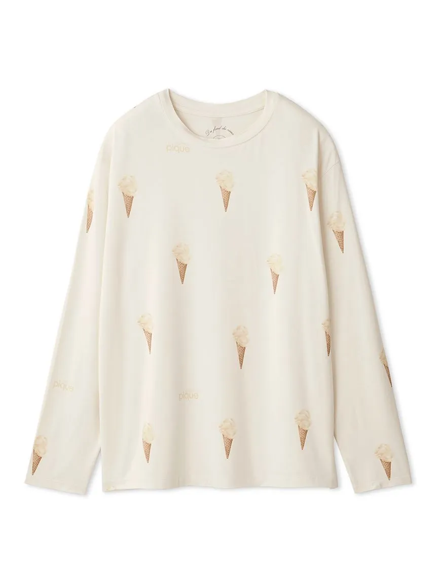 Ice Cream Pattern Long Sleeve Pajama Shirt