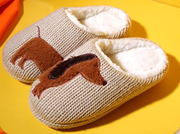 Knitted Dachshund Slippers