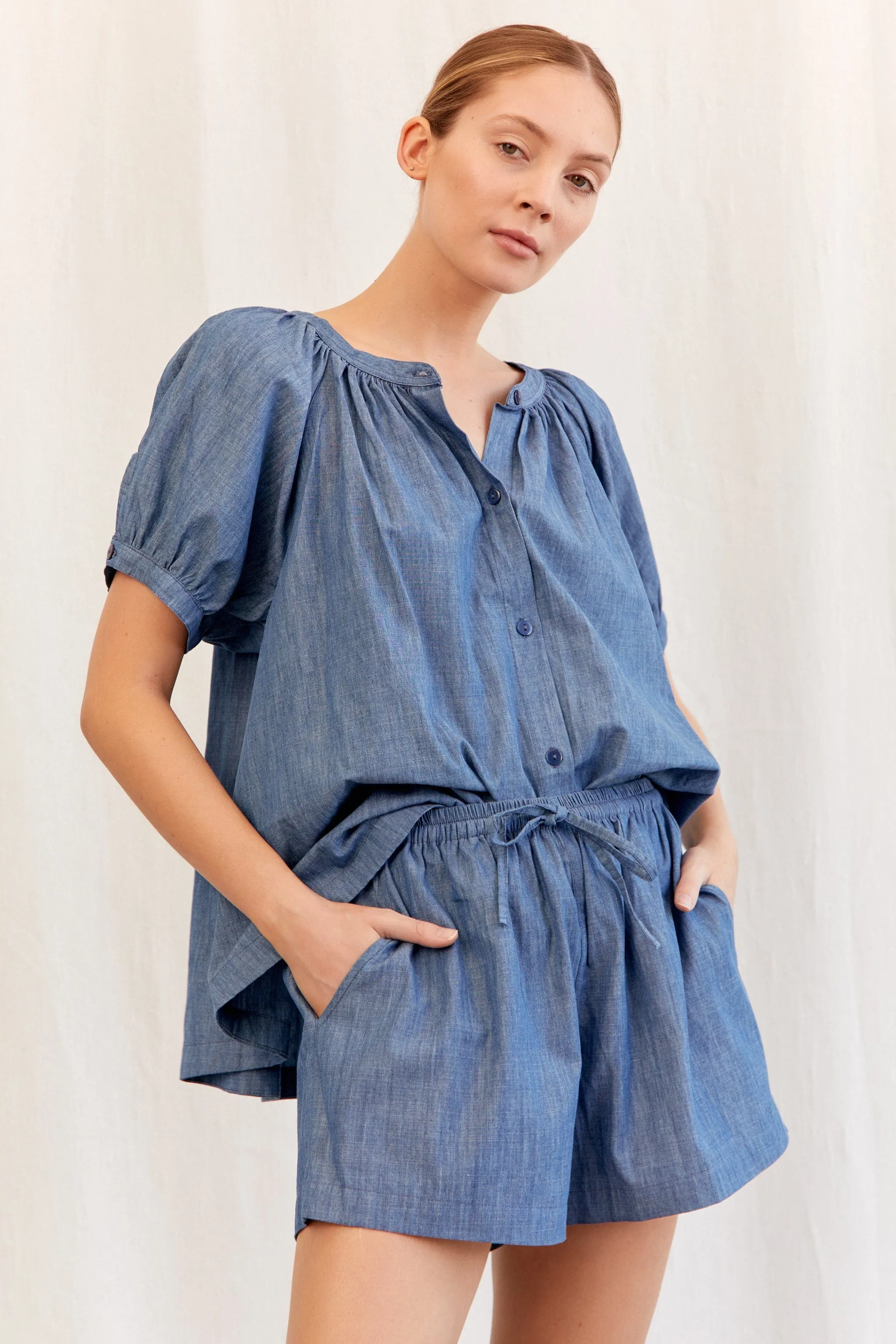 Libby Lounge Set - Cotton Denim Chambray