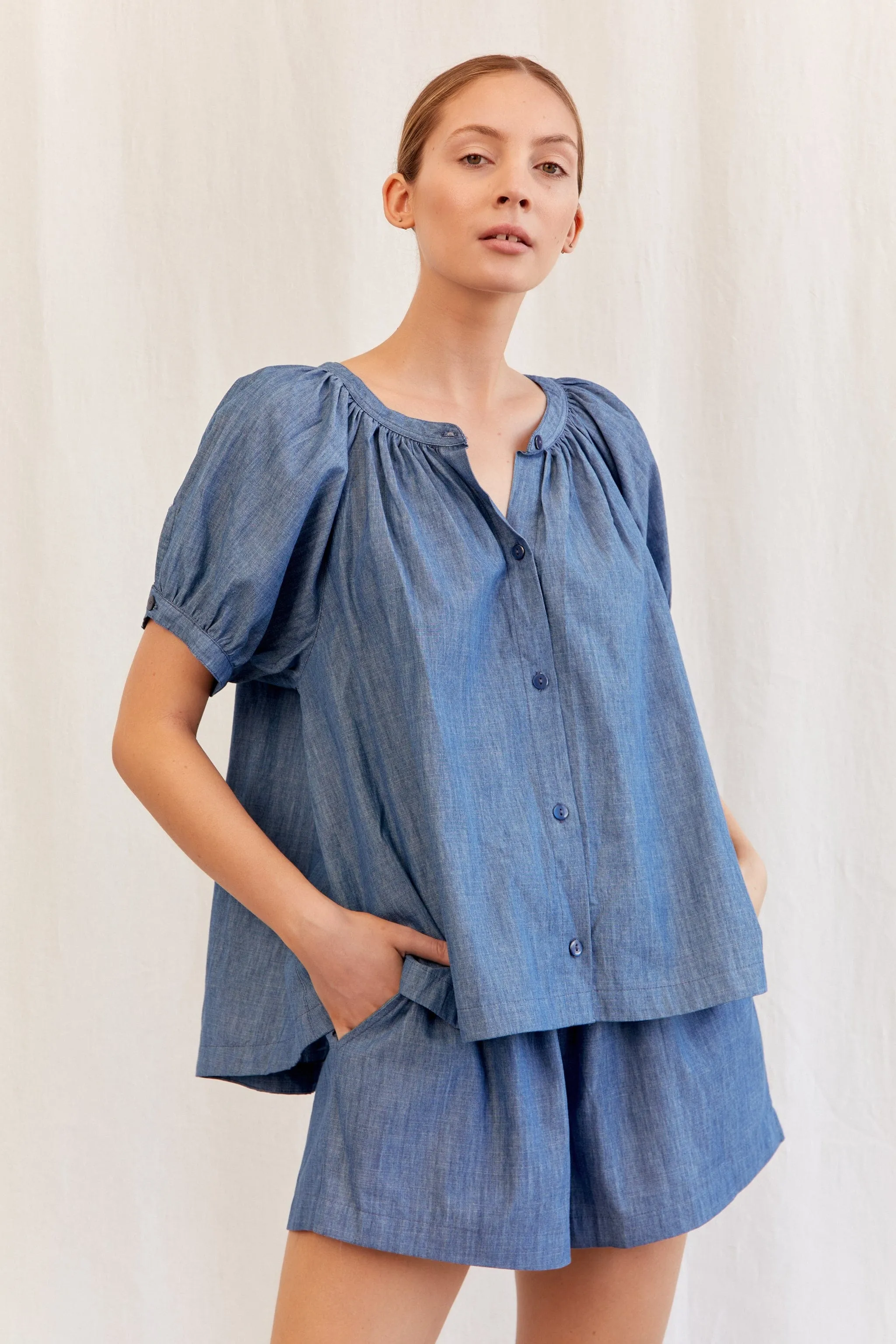 Libby Lounge Set - Cotton Denim Chambray