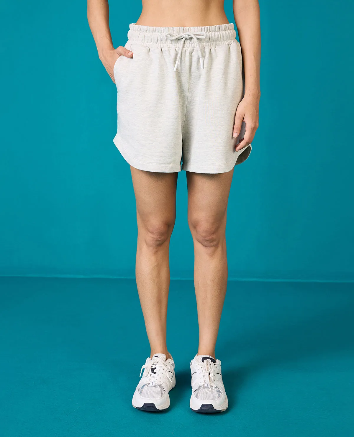 Nykd All Day  Knit Terry Shorts - NYLE503 - Ecru melange