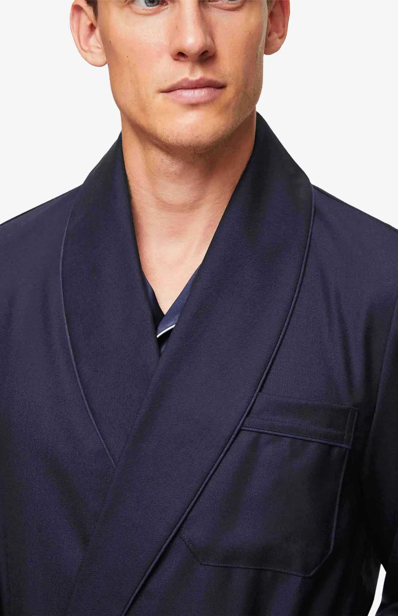 Pacific Lounger | Navy Blue Satin Robe and Pyjama