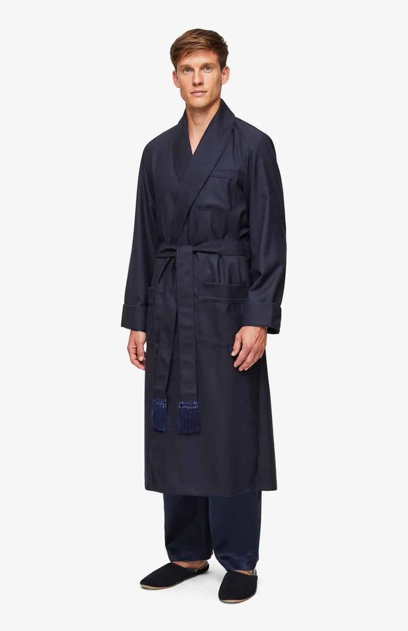 Pacific Lounger | Navy Blue Satin Robe and Pyjama