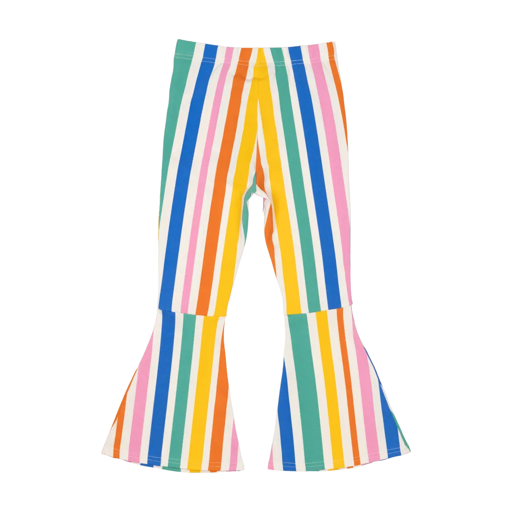 Rock Your Baby Rainbow Stripes High Waisted Flares