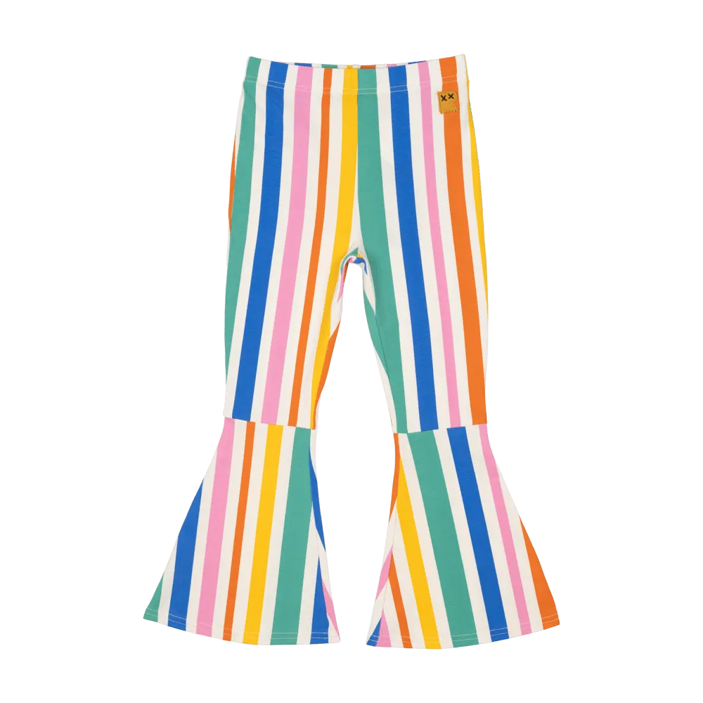 Rock Your Baby Rainbow Stripes High Waisted Flares