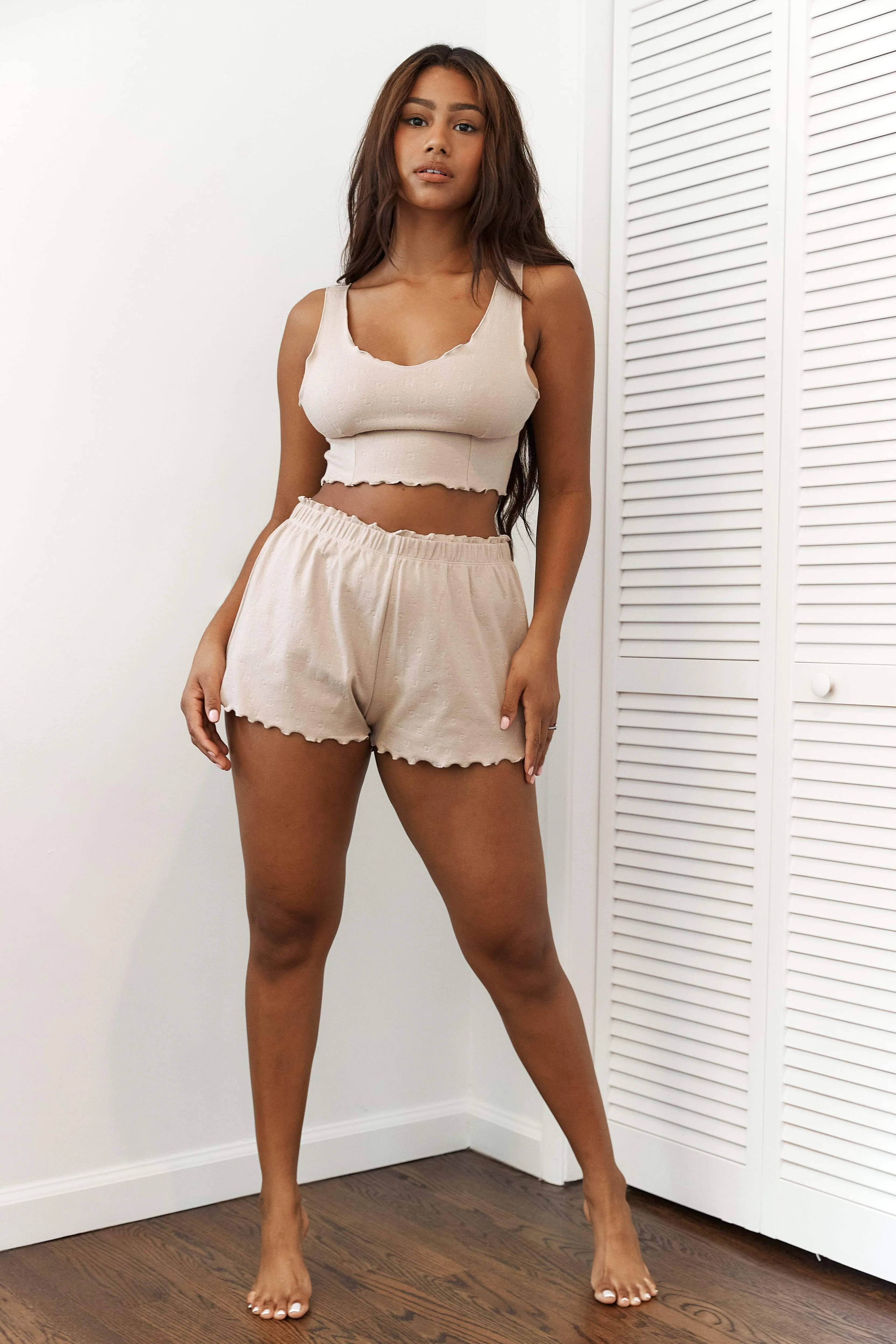 Ruffle Pyjama Shorts - Mink