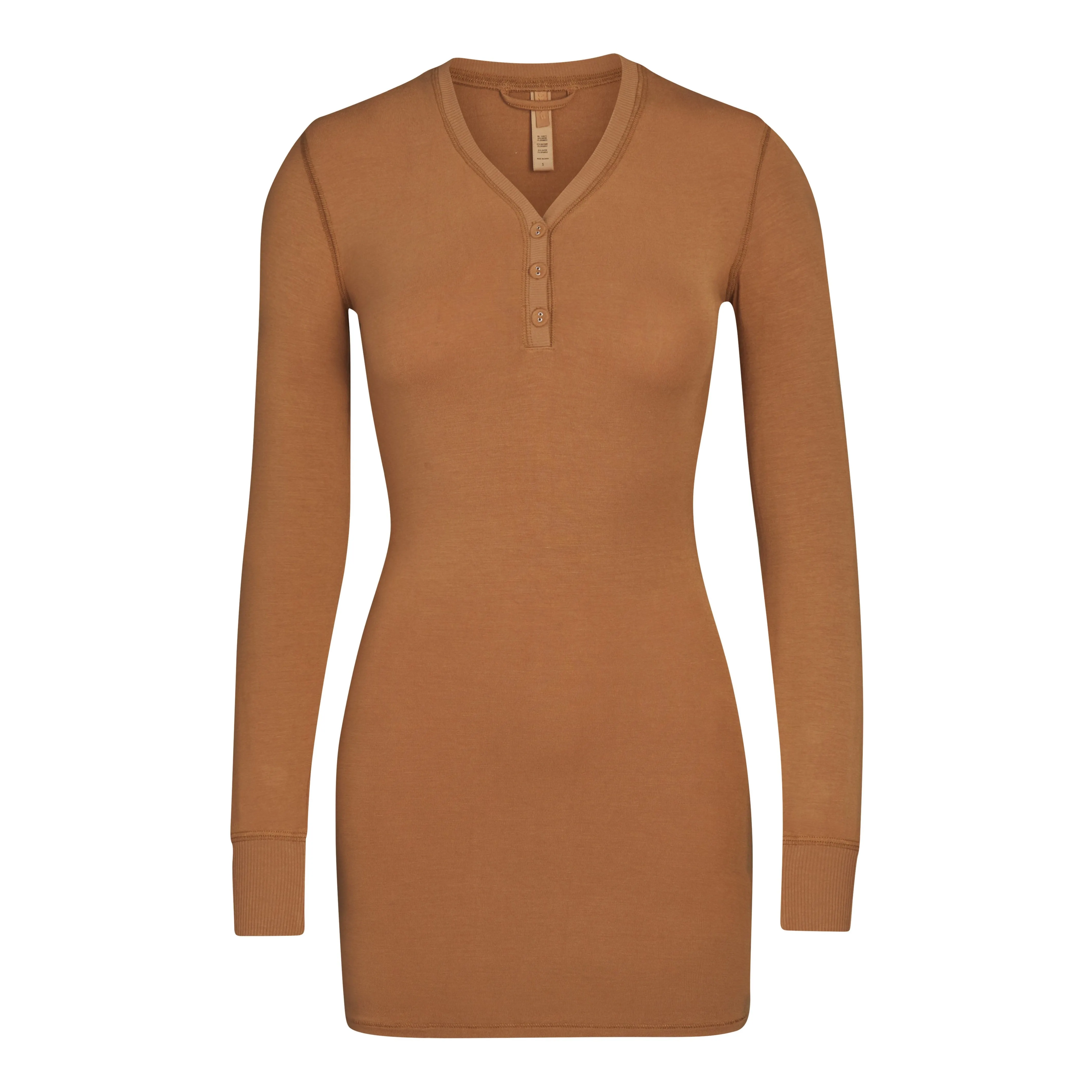 SLEEP HENLEY DRESS | CAMEL