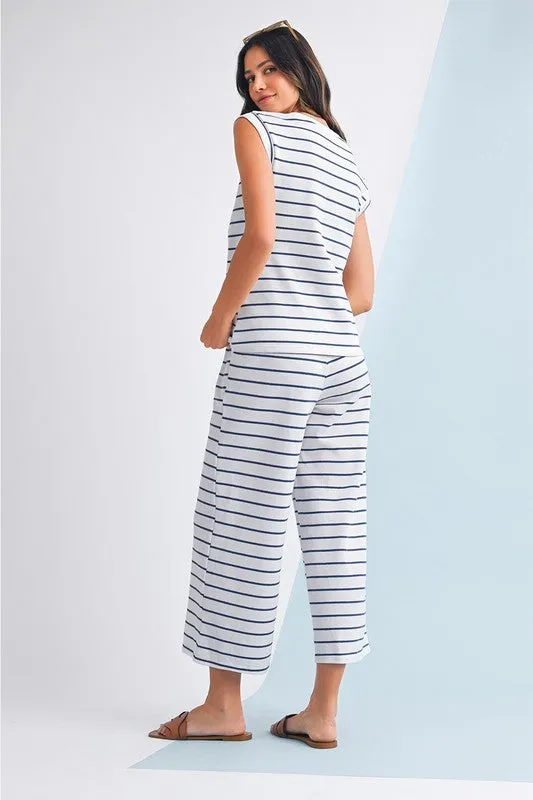 Sleeveless Striped Lounge Set