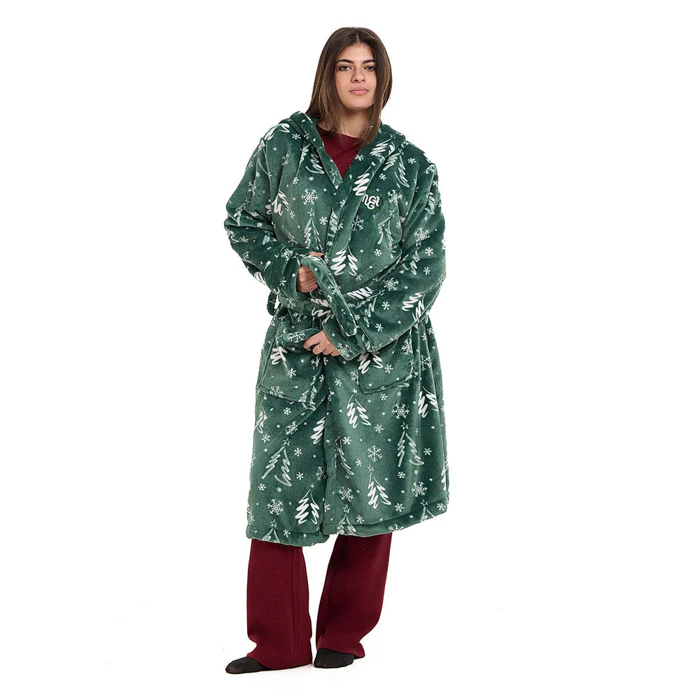 Snuggs Blanket Robe Green Tree Christmas