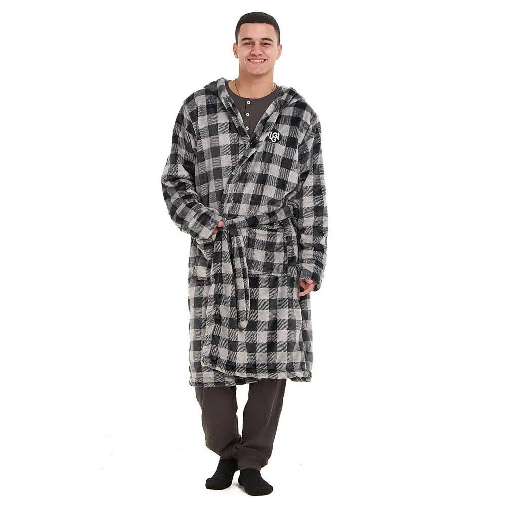 Snuggs Blanket Robe Grey Checkered