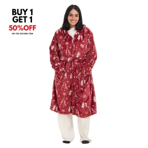 Snuggs Blanket Robe Red Tree Christmas