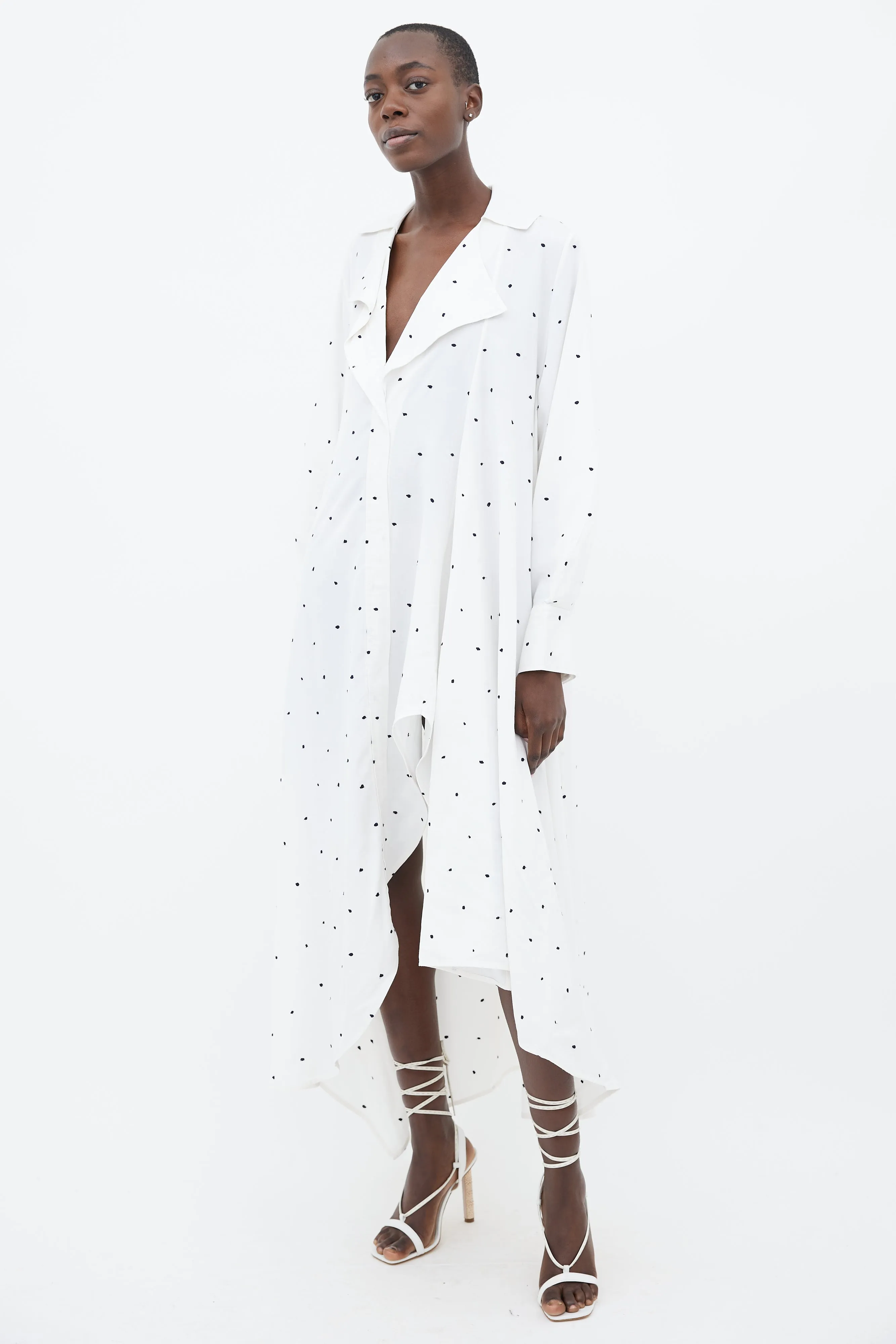 SS19 White & Navy La Robe Rosaria Polka Dot Dress