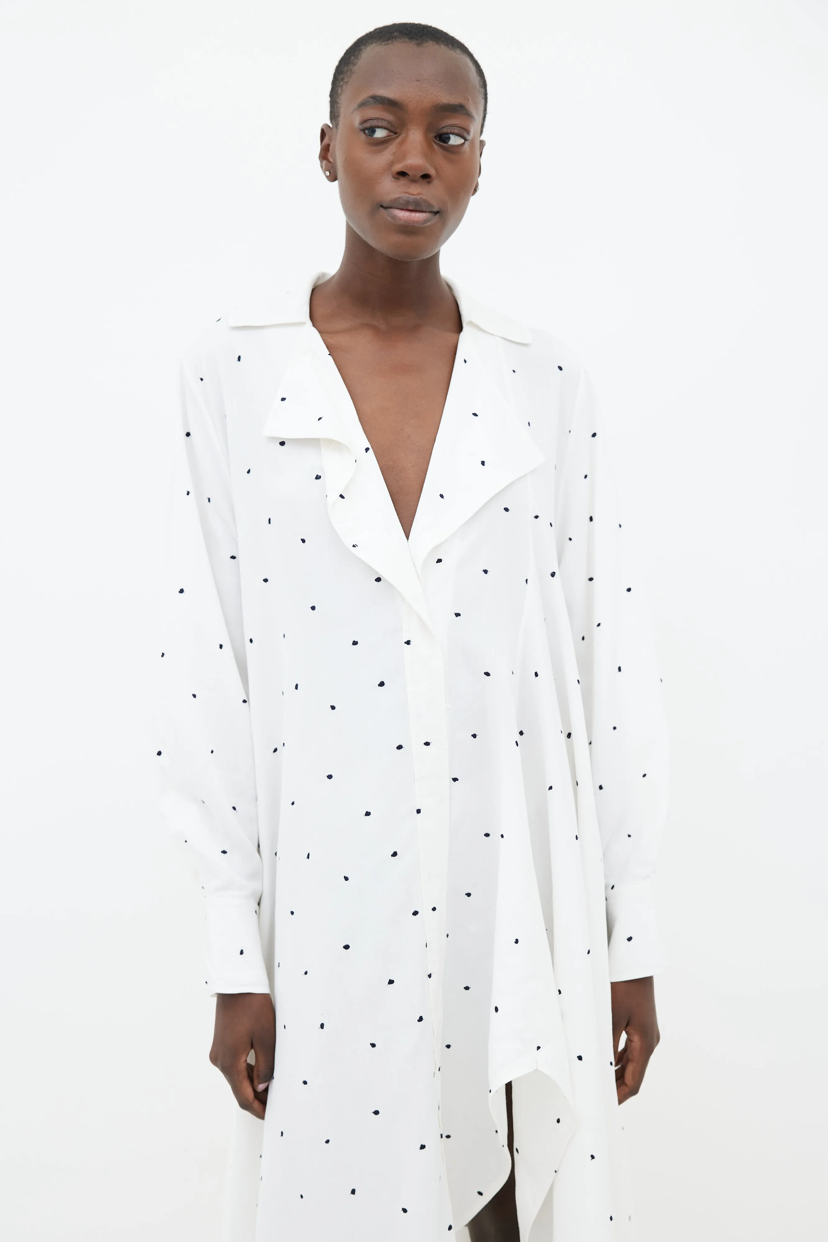 SS19 White & Navy La Robe Rosaria Polka Dot Dress