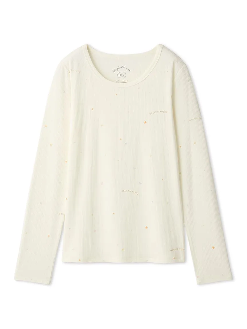 Star Pattern Ribbon Relaxed Fit Long Sleeve Top