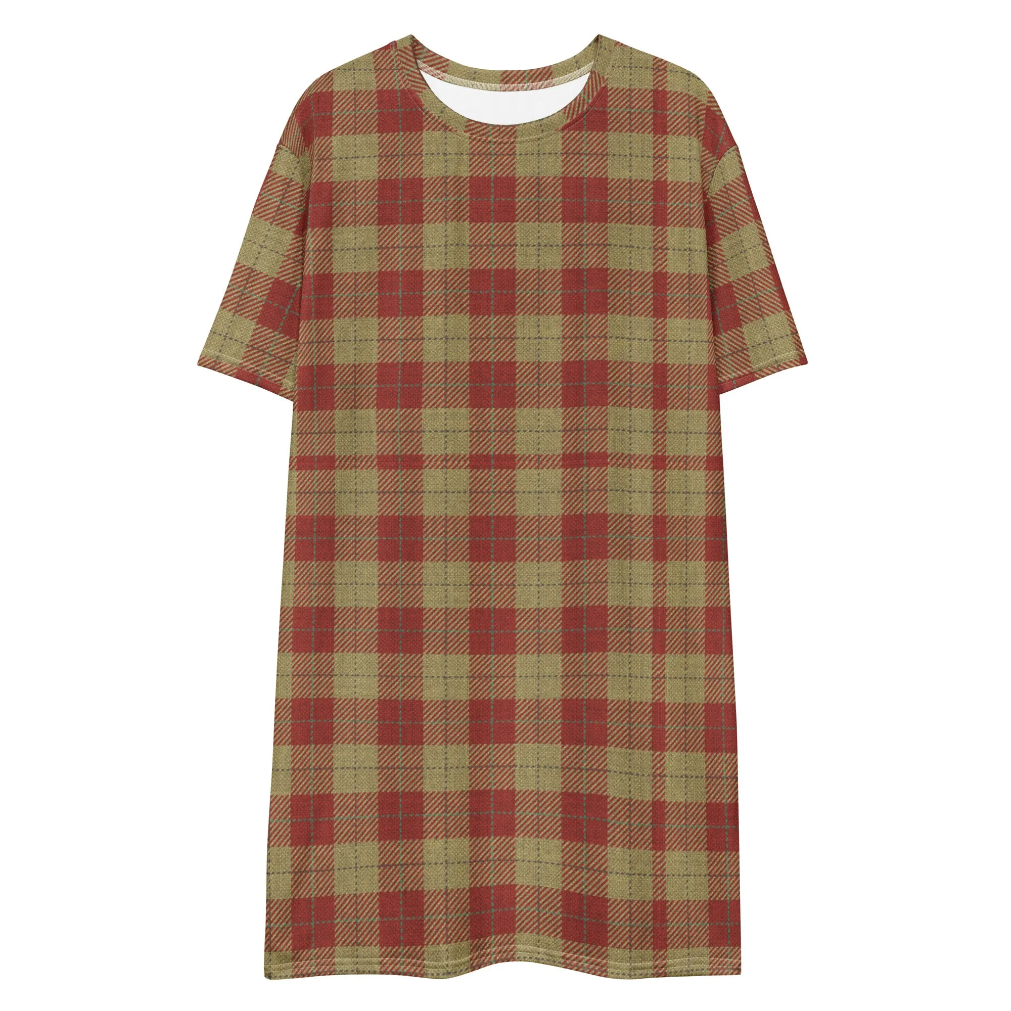 Vintage Red Plaid T-shirt Dress / Nightshirt (XS-6XL)