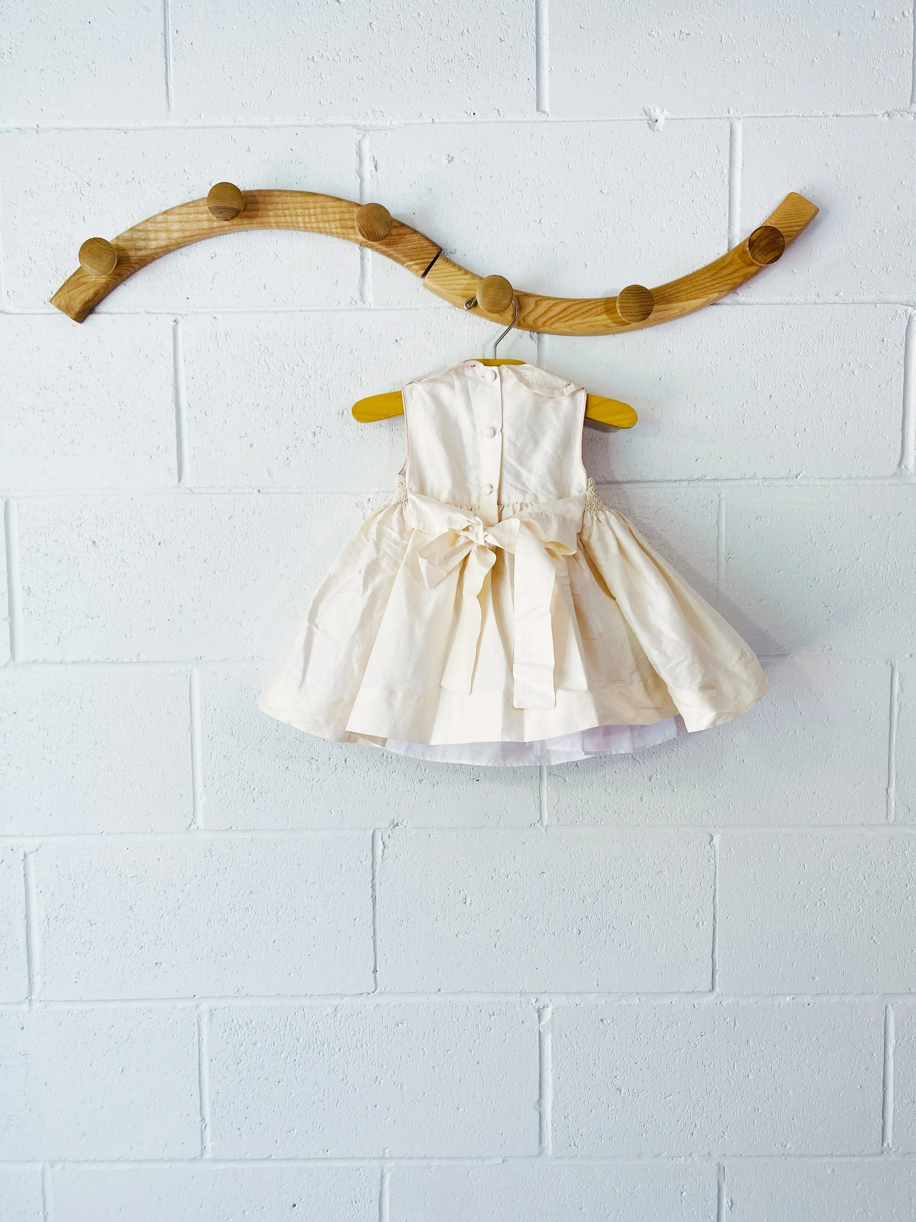 Vintage Silk Smocked Dress, 6-12 months