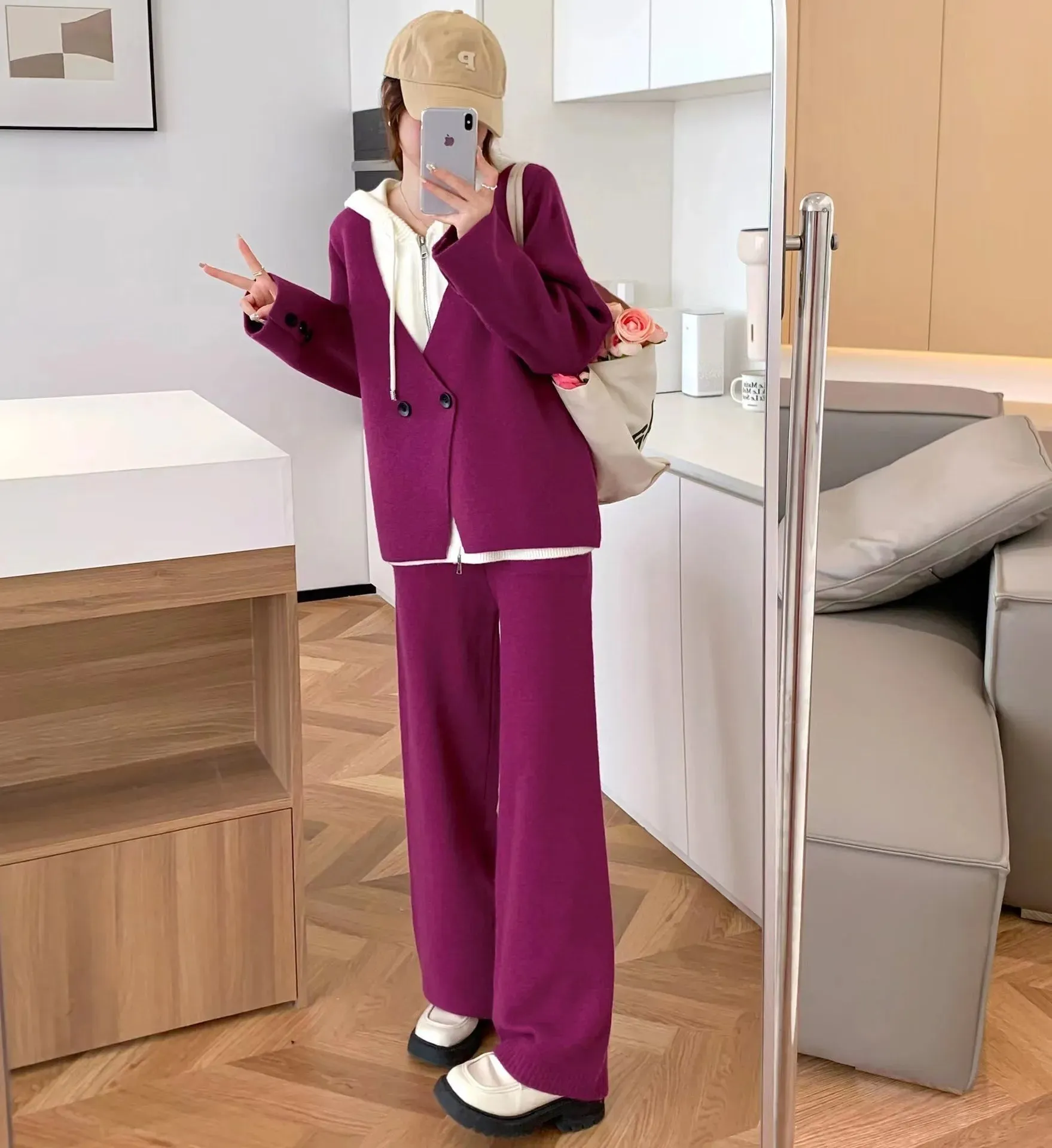 Women's Cozy Luxe Knitted Two Piece Loungewear Set