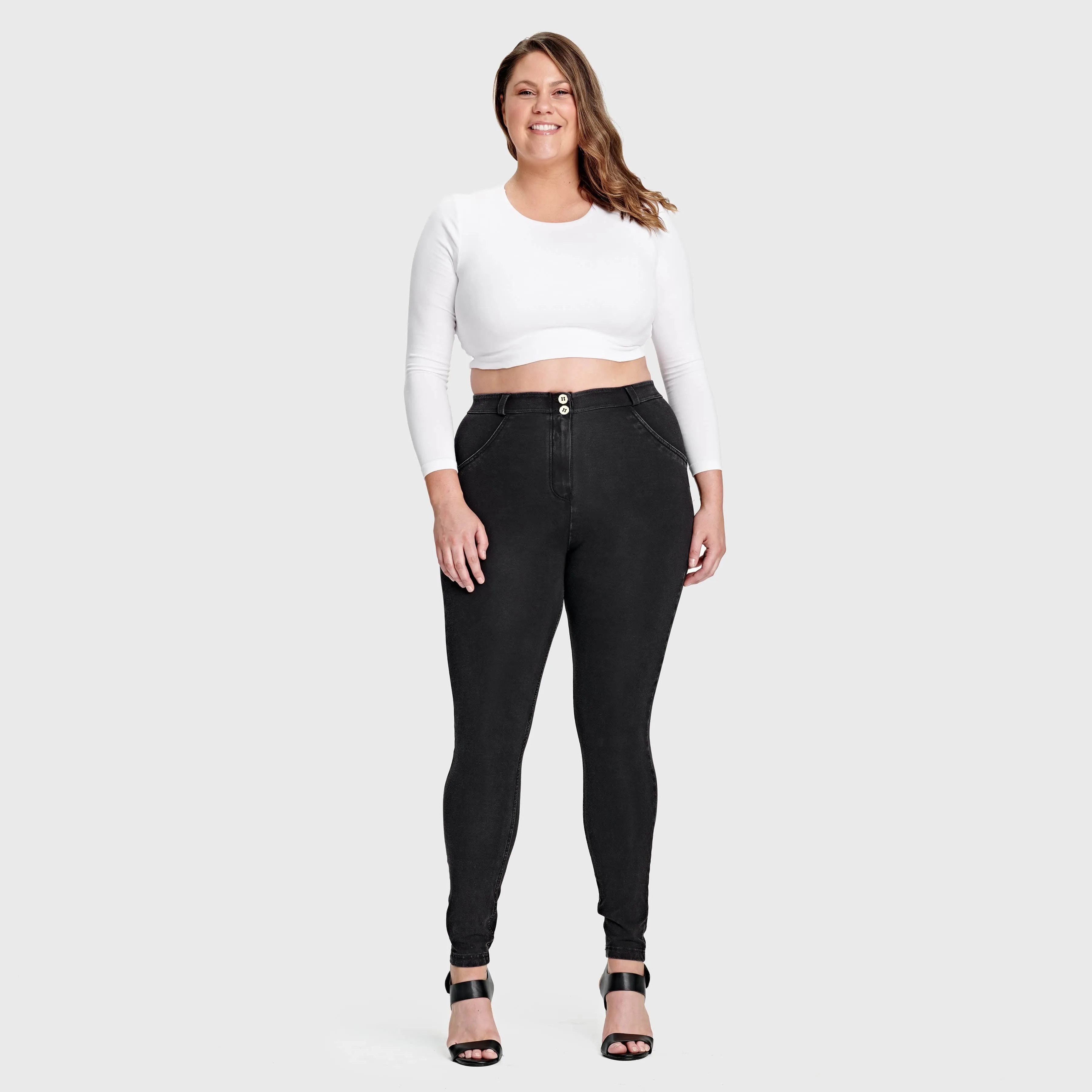 WR.UP Curvy Denim - High Waisted - Full Length - Black   Black Stitching